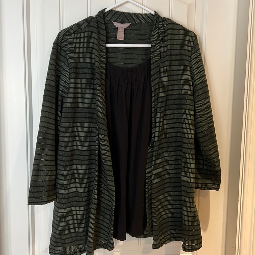 Black Layered Knit Open-Front Women's Top